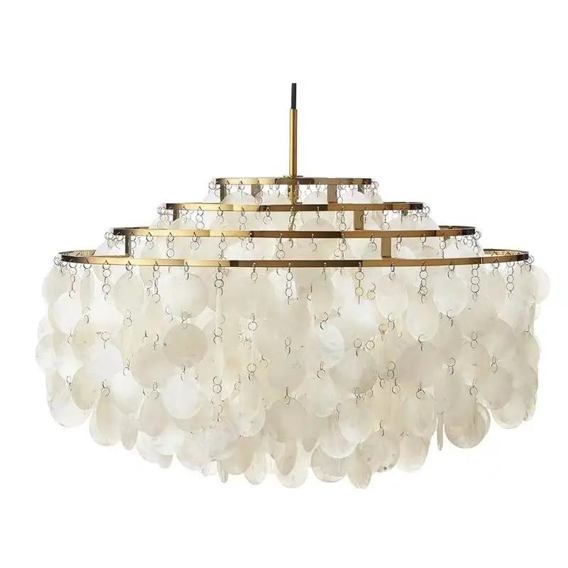 2024 Luxury Shell Chandelier Lighting For Restaurant Living Room Pendant Light Fixtures Gold / Chrome Winfordo lighting IN STOCK