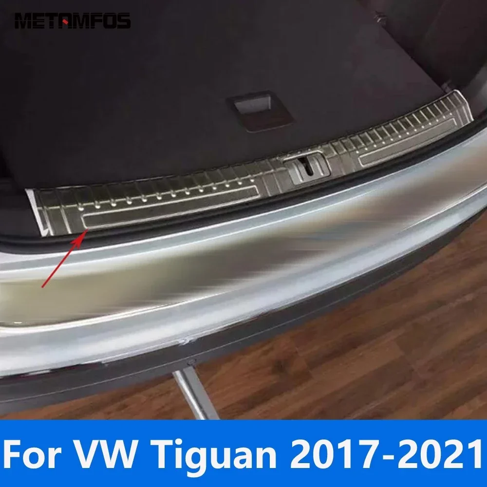 Accessories For Volkswagen VW Tiguan 2017-2019 2020 2021 Interior Rear Trunk Bumper Foot Plate Tail Door Sill Scuff Guard Plate