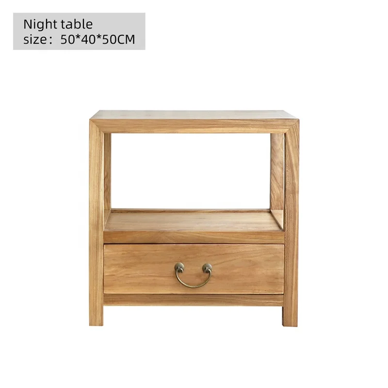 Chinese Style Wooden Modern Minimalist Nightstand Small Storage Bedside Table with Drawers