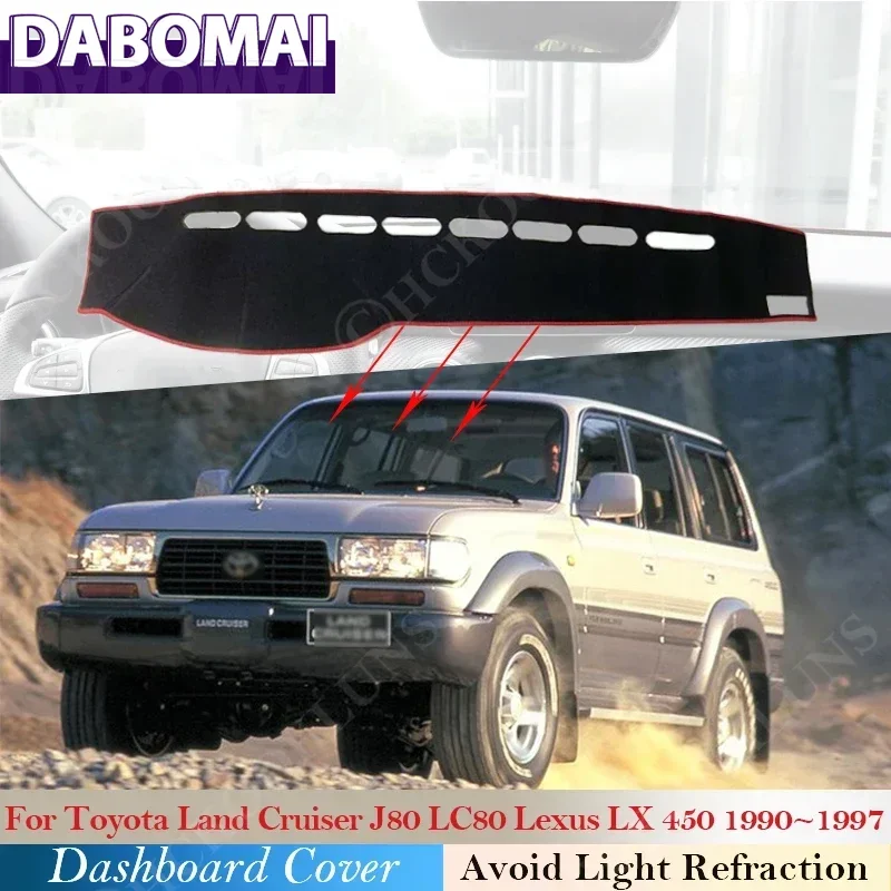 Dashboard Cover Anti-Slip Anti-dirty Mat Pad Sunshade Dashmat Protect for Toyota Land Cruiser J80 LC80 Lexus LX 450 1990 - 1997