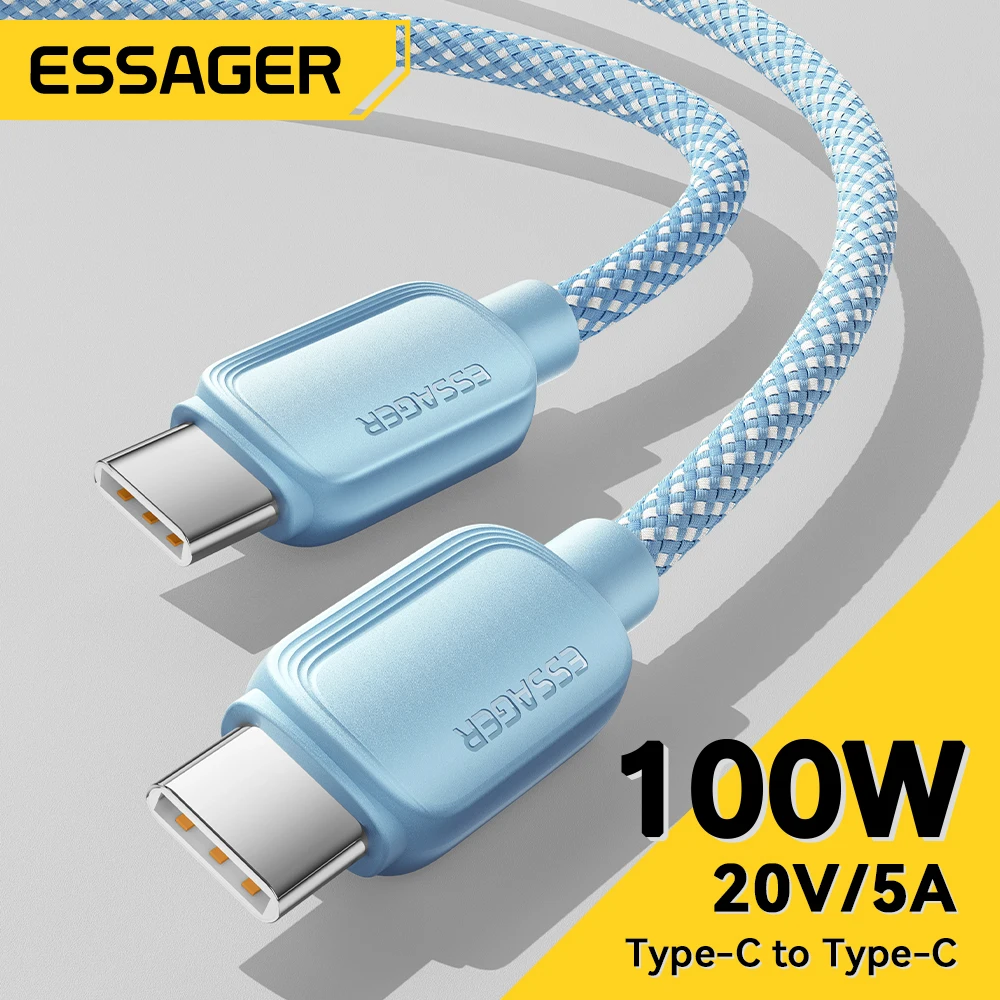 

Essager USB C To Type C Cable 5A PD 100W Fast Charging Charger Data Cord For Macbook Pro Samsung Xiaomi Huawei Charge Cable 3M