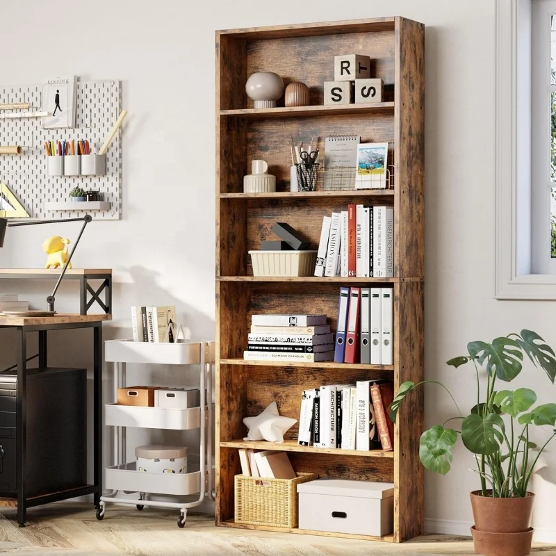 

#Modern 70-Inch Tall 6-Tier Wooden Bookshelves Bookcases Floor-Standing Combinable Storage Shelves for Bedroom Home Decor