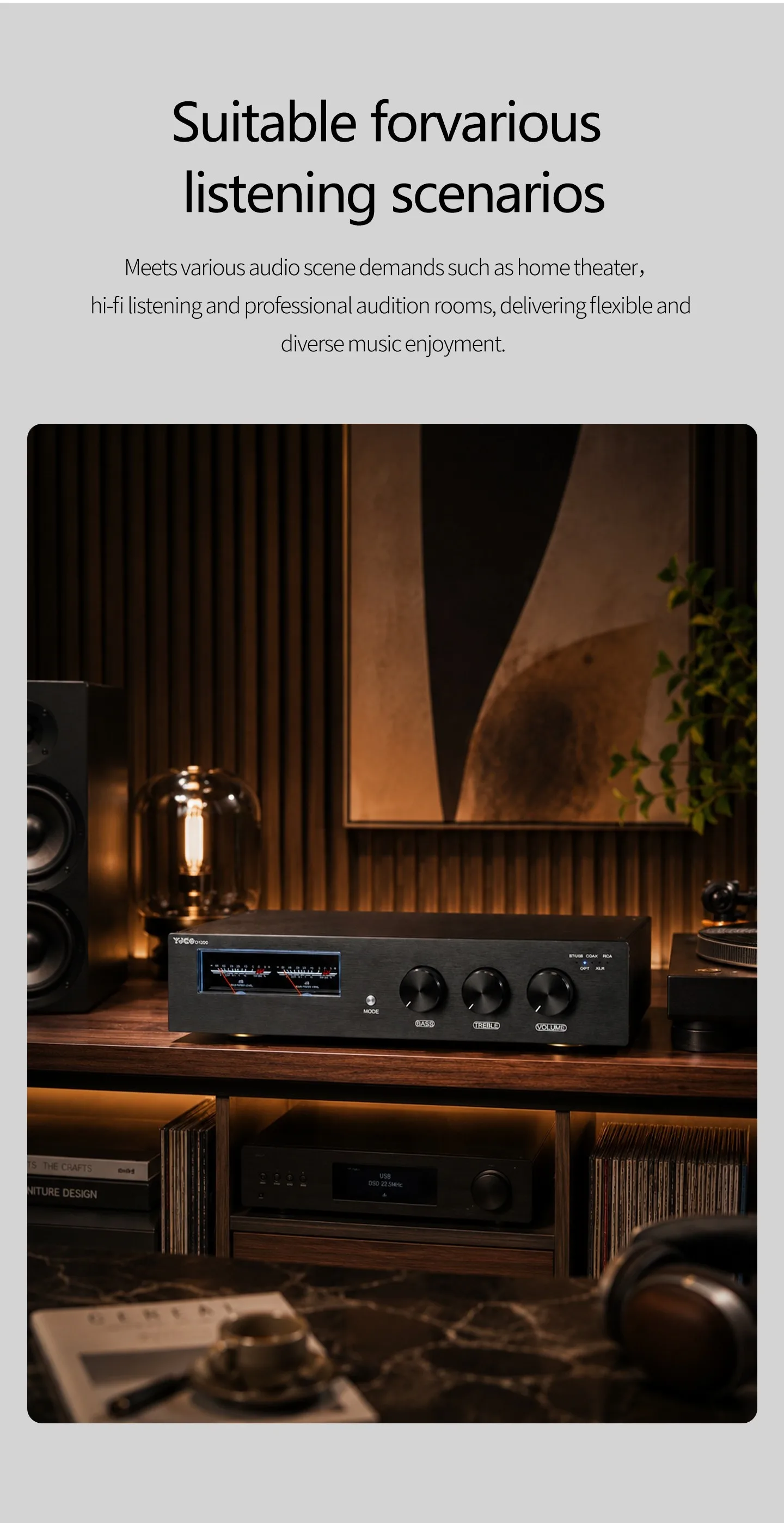 YJCO D1200 Digitaler Leistungsverstärker mit Dual TPA3255 Chip, ES9038Q2M DAC, Bluetooth 5.4, LDAC, XLR Balanced, USB, HIFI Stereo-Verstärker, 600W*2 MAX – Detail 22