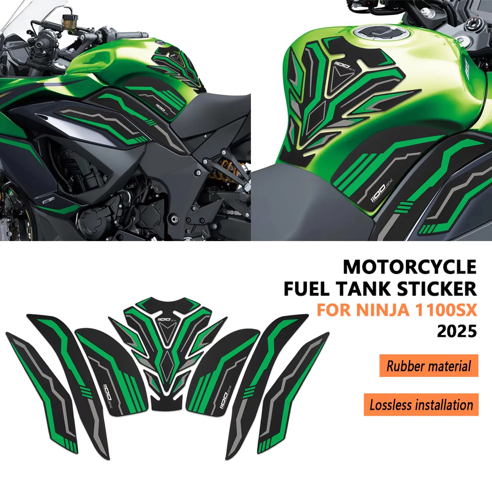 

For fuel tank sticker motorcycle fuel tank pad anti-slip fuel tank traction pad accessories Ninja 1100 SX 2025 NINJA 1100SX