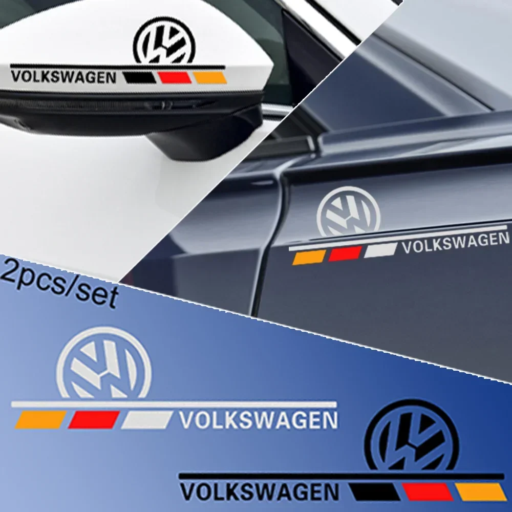 2PCS PVC Fashion VW Car badge styling Body Stickers Auto Accessories For VW golf RLINE MTM Tiguan Polo Passat TSI TDI R32 GTI