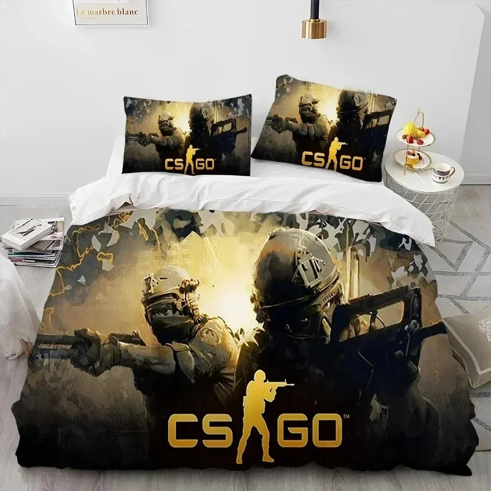 

CS GO Game Gamer Counter Strike Bedding Set Printed Bed Set With Pillowcase Bed Duvet Cover Soft Queen King Size Bedclothes Home