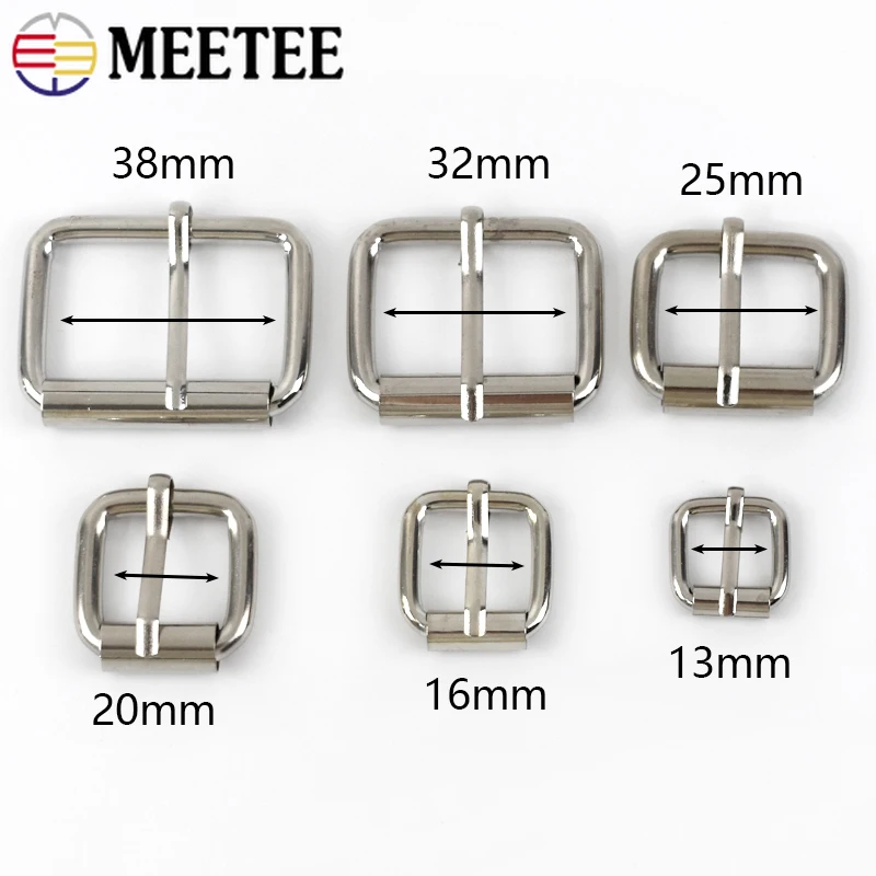 5Pcs Meetee 13-38mm Metal Roller Pin Buckles Bag Strap Adjust Clasp Shoes Garment Belt Buckle Hook Leather Craft Accessories