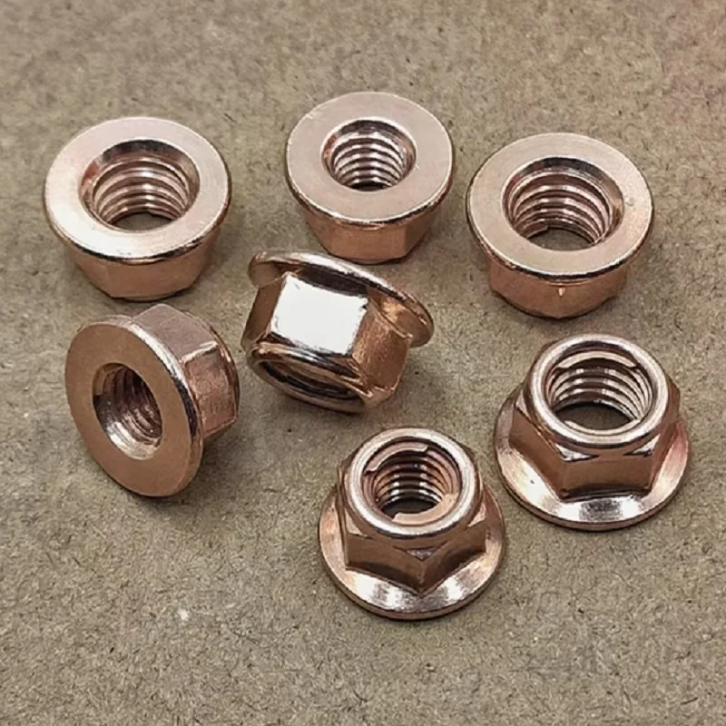 12Pcs New Exhaust Nuts Elbow Nuts Practical M8 Copper Flashed Exhaust Manifold Nut 8mm Nuts High Temperature Nuts Home Fasteners