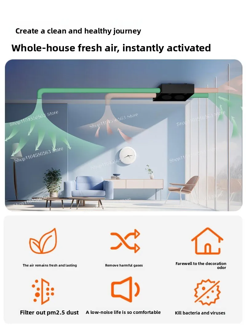 Fresh Air System Household Ventilation and Ventilation To Remove Aldehyde and Haze Ceiling Fresh Air Fan EMD400