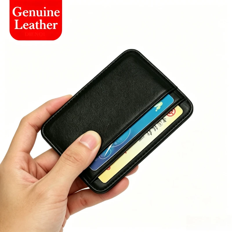 Genuine Leather Business Cardholder Two-Slot Credit Card Holder Compact Lightweight Organizer for Daily Use & Business Trips