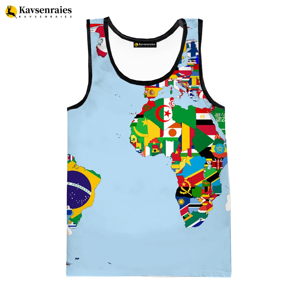 Hot World Map 3D Printed Tank Tops Men Summer Vest Women Casual World Map Sleeveless T-shirt Hip Hop Oversized Singlets Sleevele