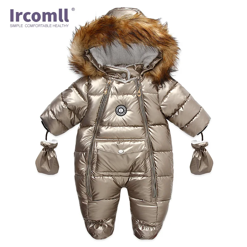 Ircomll Hight Quality Russia Winter Baby Boy Girl Clothes Newborn Romper Toddler Thicken Waterproof Snowsuit Hoodied Outerwear