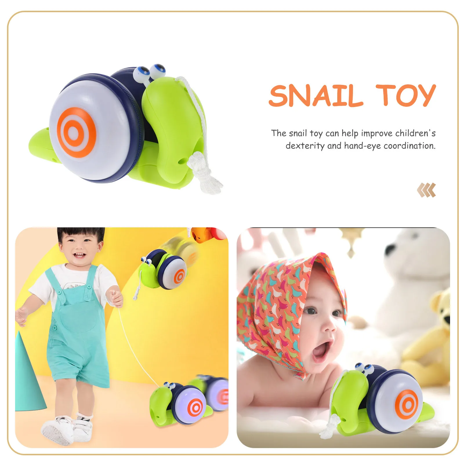 Slak trekken muzikale cartoon lichtgewicht ABS PP tractie voor peuter loopstoeltje trekkoord vroeg leren slak trekken speelgoed