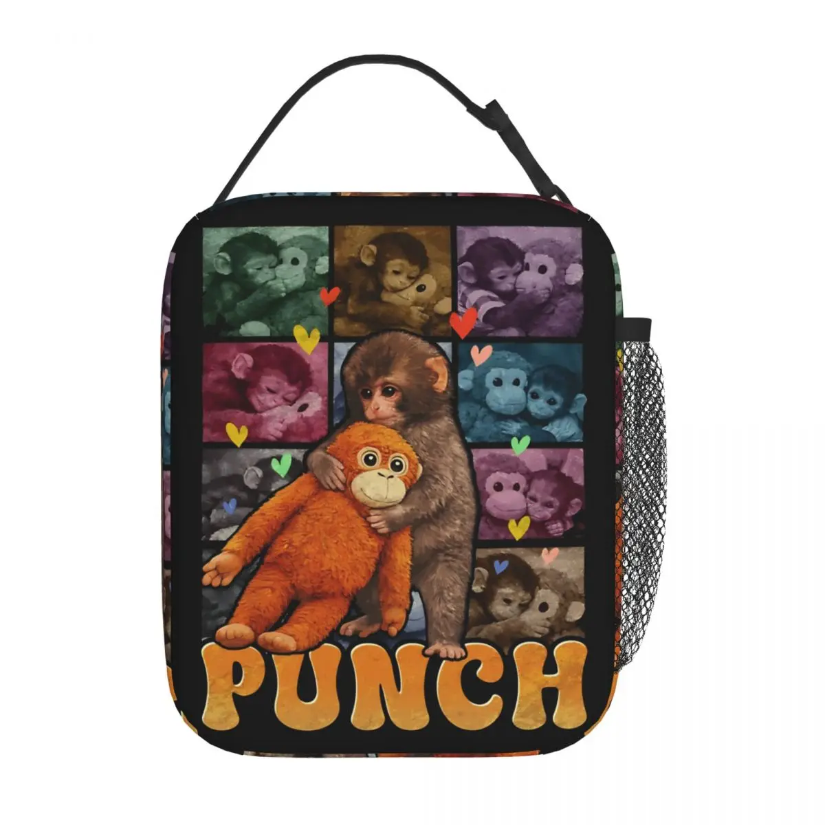 Baby Monkey Punch Monkey And His Toy Friend Insulated Lunch Bags Storage Food Box Portable Cooler Thermal Lunch Boxes For Work