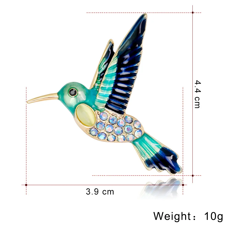 Fashion Colorful Enamel Hummingbird Brooches For Women Unique Personality Animal Inlaid Rhinestone Colibri Brooch Pins Jewelry