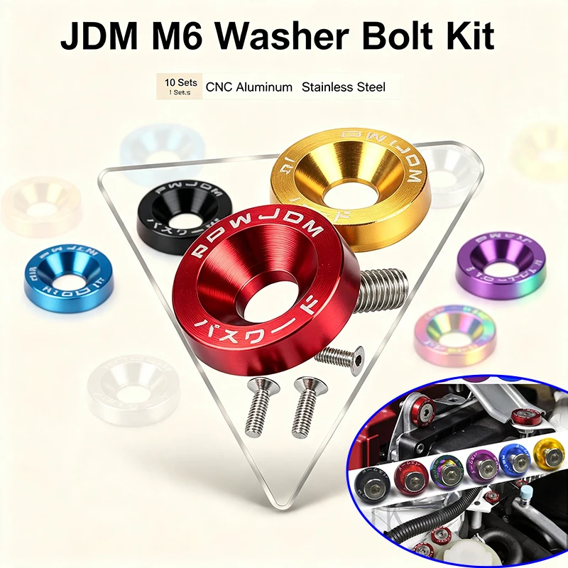 DIY Fasteners Screws M6 Car Modified Fasteners Fender Washer Bumper Engine Concave Screws Car Styling Gasket License Plate Bolts