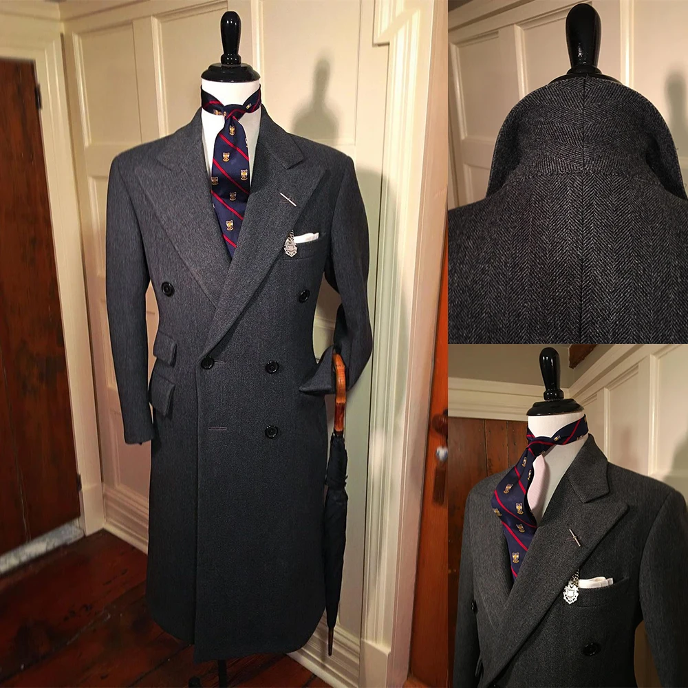 Men Coat Overcoat Woolen Blend High Quality Fashion Tailor-Made Wedding Groom Business Prom Warm Tailored