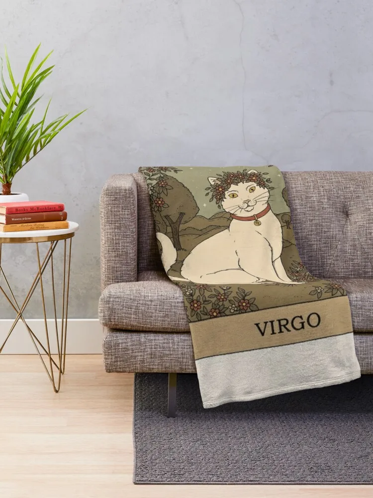 Virgo Cat Throw Blanket Stuffeds Beautifuls Flannel Fabric halloween Blankets