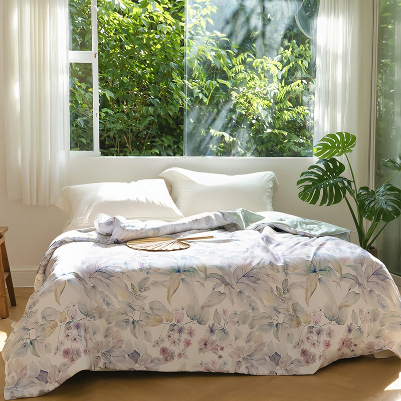 Cool Summer Comforter Pure Natural Double Sided  Cooling Fabric Air-condition Comforter Thin Down Comforter Silky and Breathable