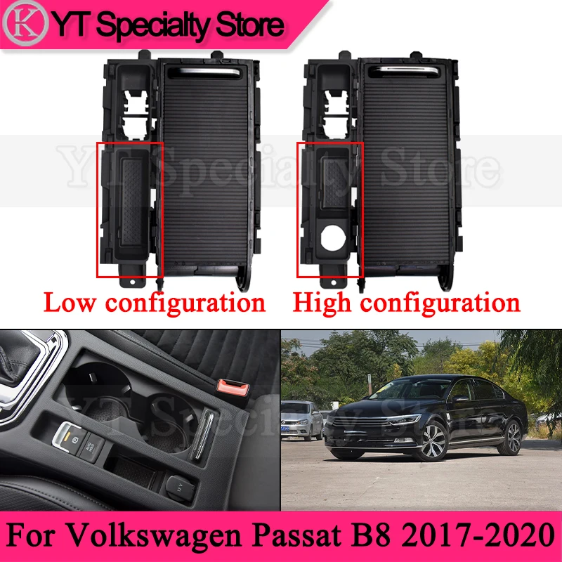 Car Center Console Cup Holder For Volkswagen Passat B8 2017-2020 Armrest Box Central Channel Louver Curtain Drink Cup Holder