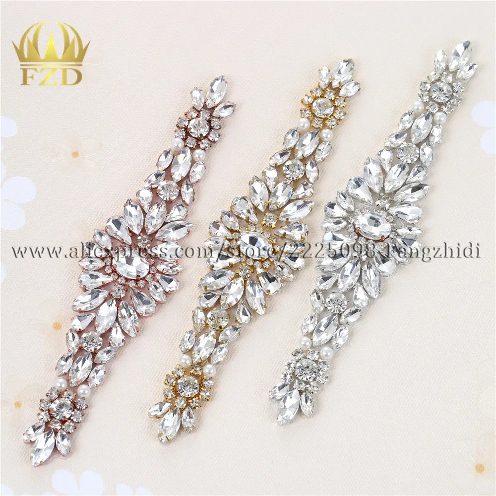 FZD 1 PC Rhinestone Patches Sew on Crystal Rhinestone Stones and Crystals Sewing Rhinestones for Wedding Clothes Evening Dress