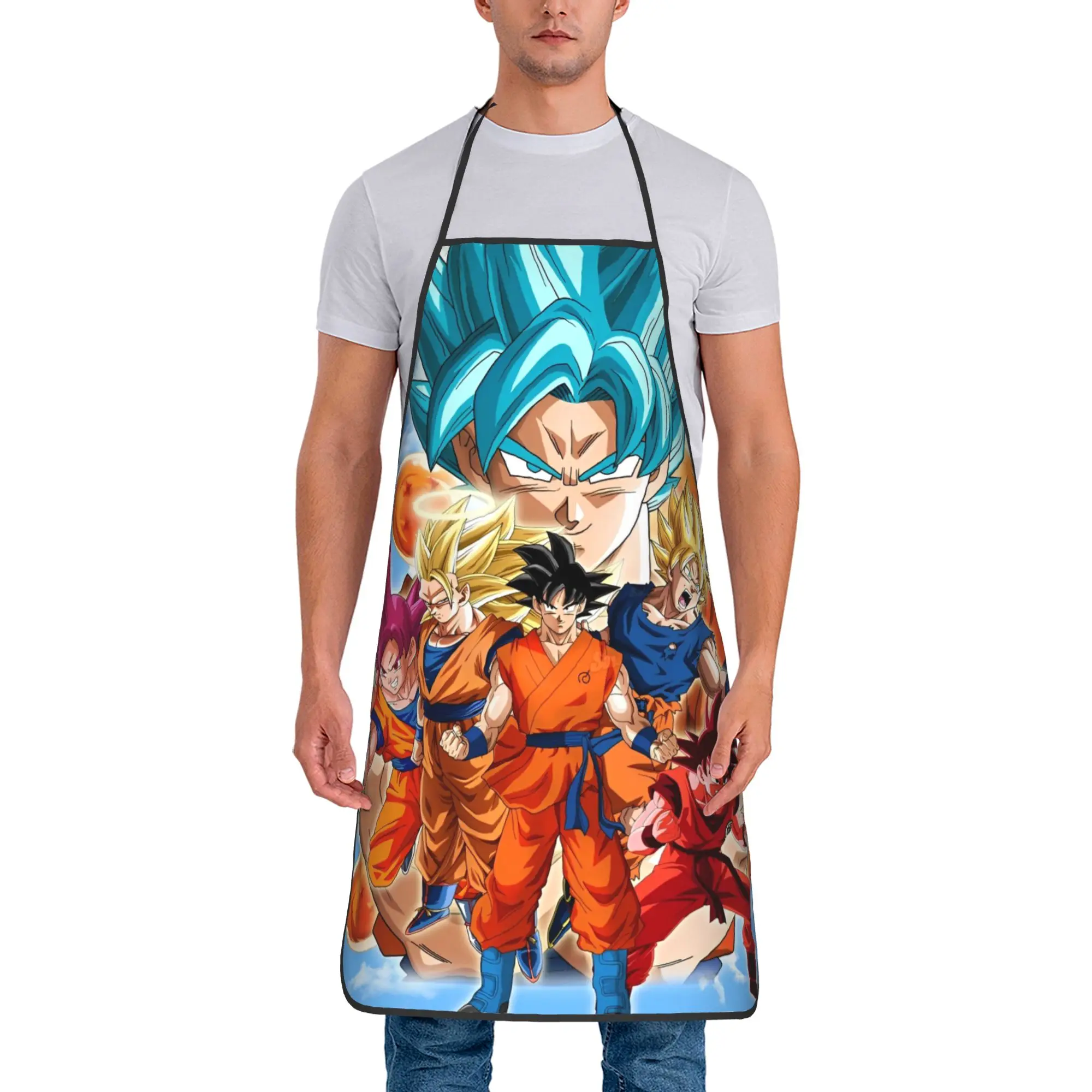 DBZ Apron Super Saiyan 52*72cm Cuisine Grill Baking Bib Tablier Cooking Home Cleaning Pinafore for Chef Barista