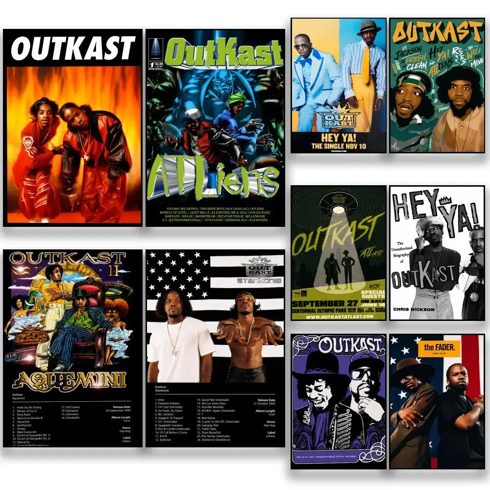 Group O-Outkast Southern Hip-Hop Poster HD Removable Wall Art Gift Bedroom Lounge Dorm Office Gaming Cafe Bars