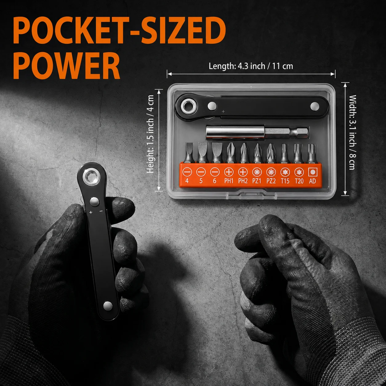 90 Degree Low Profile Right Angle Screwdriver Set Mini Ratcheting Offset Pocket Screwdriver Ratchet Wrench Bit Socket Set