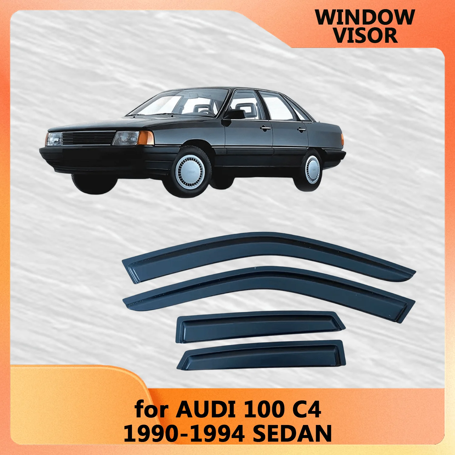 

Оконный козырек для AUDI 100 1990 1991 1992 1993 1994 SEDAN, ветрозащитные дефлекторы, защита от дождя, дверной козырек, оконный козырек, автомобильные аксессуары