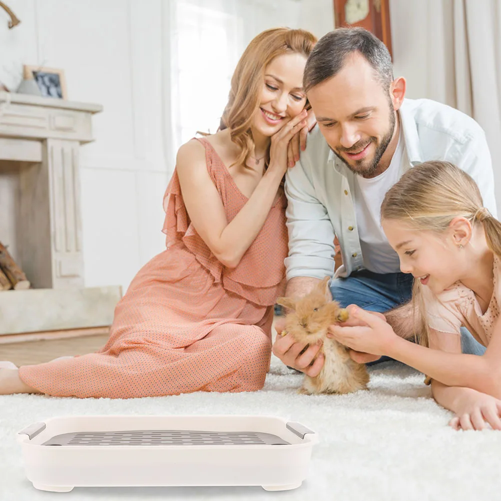 

2 Pcs Pet Litter Box for Rabbits Bunny Washable Plastic Potty Small Pets Bottom Net Safe Daily Cleaning Toilet House