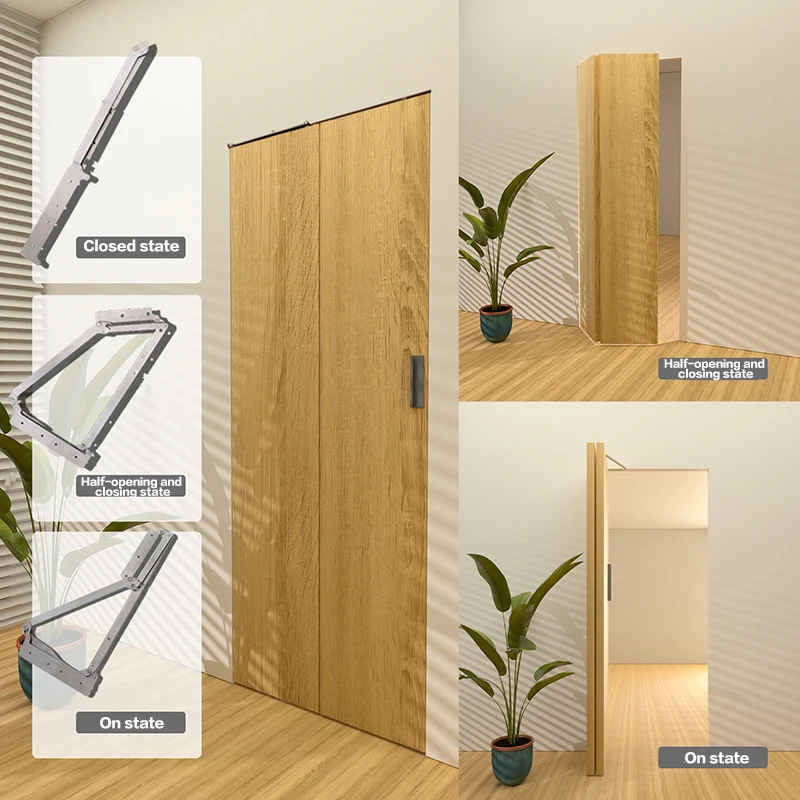 90-Degree No Bottom Track Folding Door Hinge 304 Stainless Steel Pivot Hardware For Bathroom Bedroom Space Saving Installation