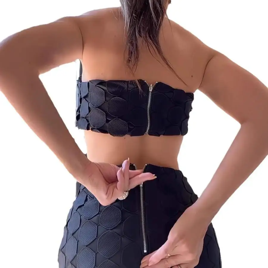 Conjunto casual de férias com top e saia, conjunto f de duas peças, calça crida, manga curta, gola redonda, conjunt...