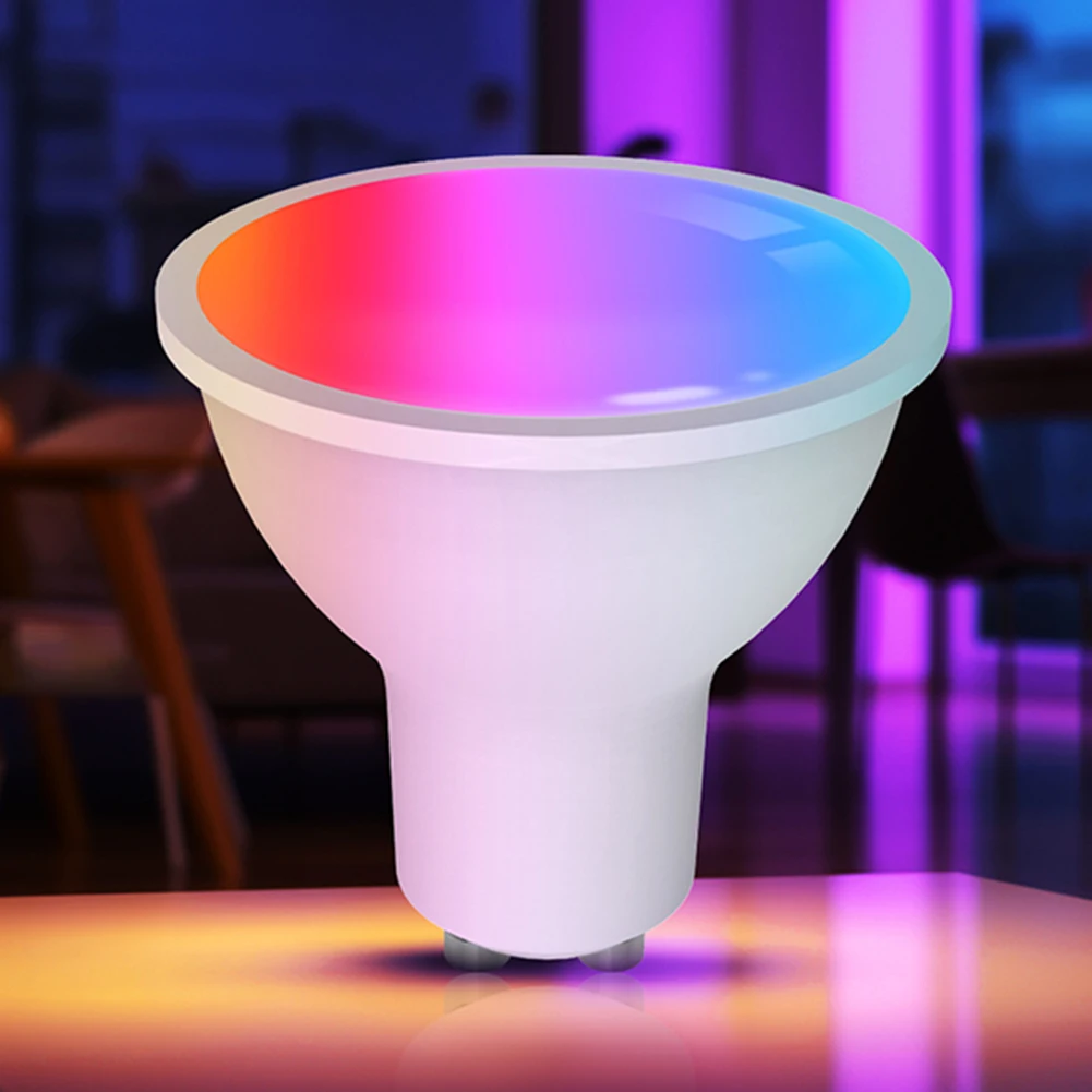 Lâmpada LED Inteligente com Wi-Fi, Lâmpada de Vela GU10, Controle Remoto APP, Compatível com Alexa, Google Home, 16 Milhões de Cores RGB, 4.7W, 400LM
