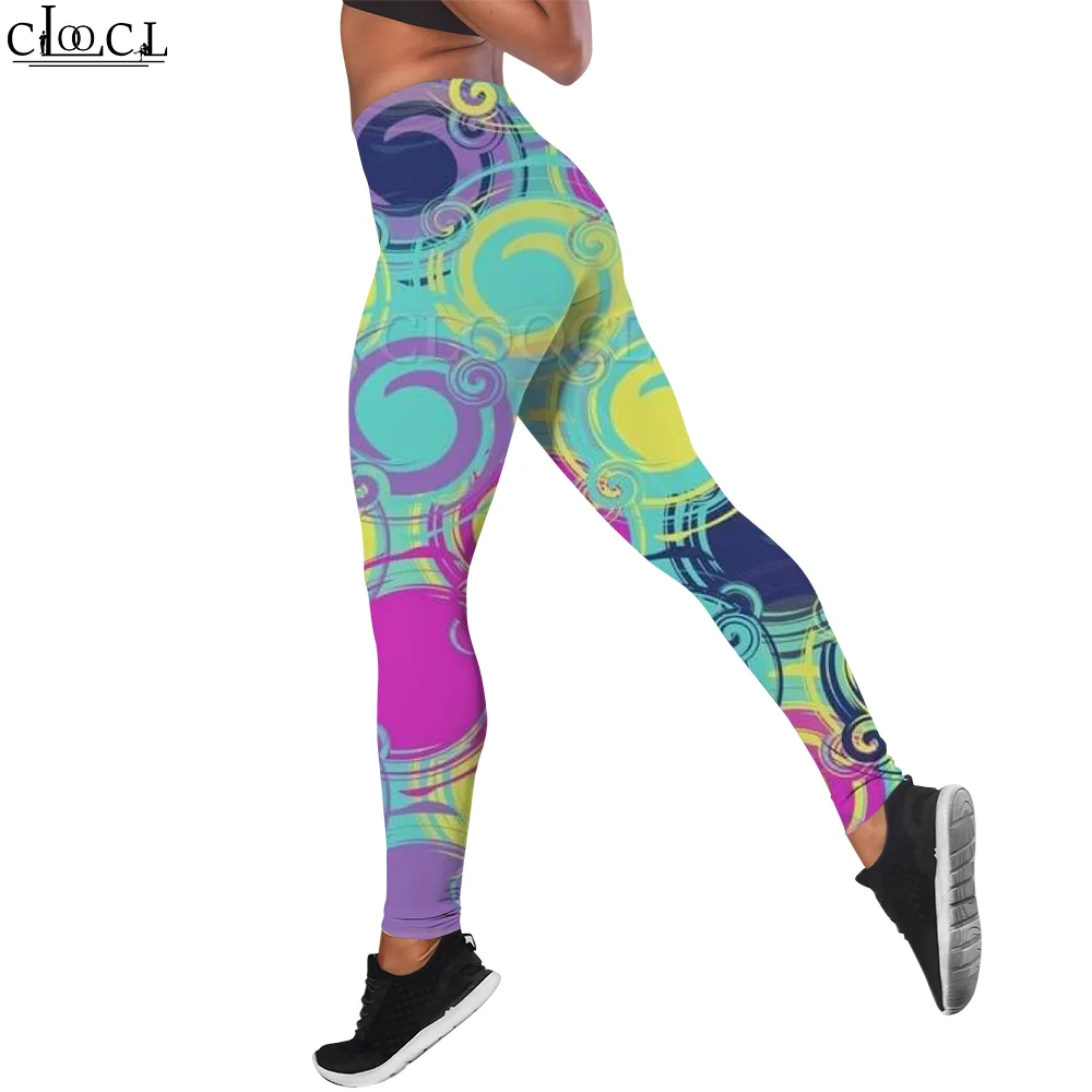 

CLOOCL New Fashion Casual Women Legging Colorful Swirl Printed High Waist Trousers for Female Gym Workout Hip Hop Yoga Pants