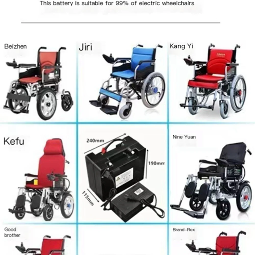 24V 12ah 15ah 20ah 25ah 30ah 35ah 40ah 45ah 50ah 60ah 70Ah Lithium Battery For 24V Electric Wheelchair Stair Climber+Charger