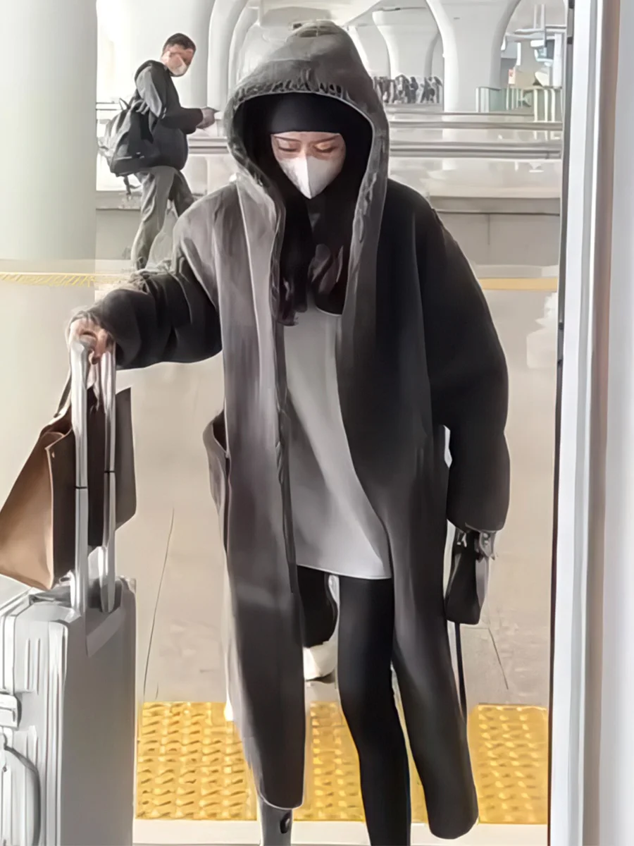 

Ele Thiened Long Hooded Woolen Coat for ort Women Winter 2025 New Lazy Sle Warm Personali Outerwear