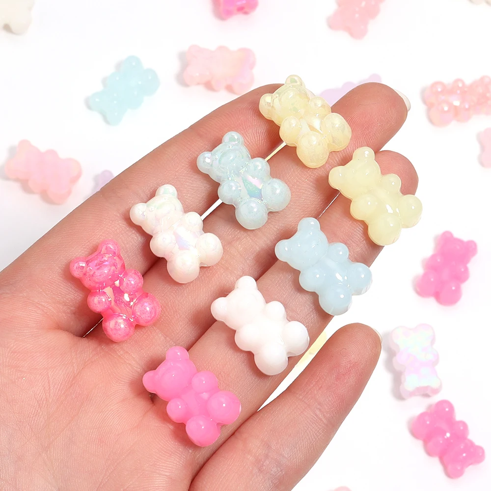 50pcs Acrylic Jelly Bear Shape Bead 18x11.5mm Mix Color Loose Spacer Beads for Jewelry Making DIY Bracelets Necklace Accessories