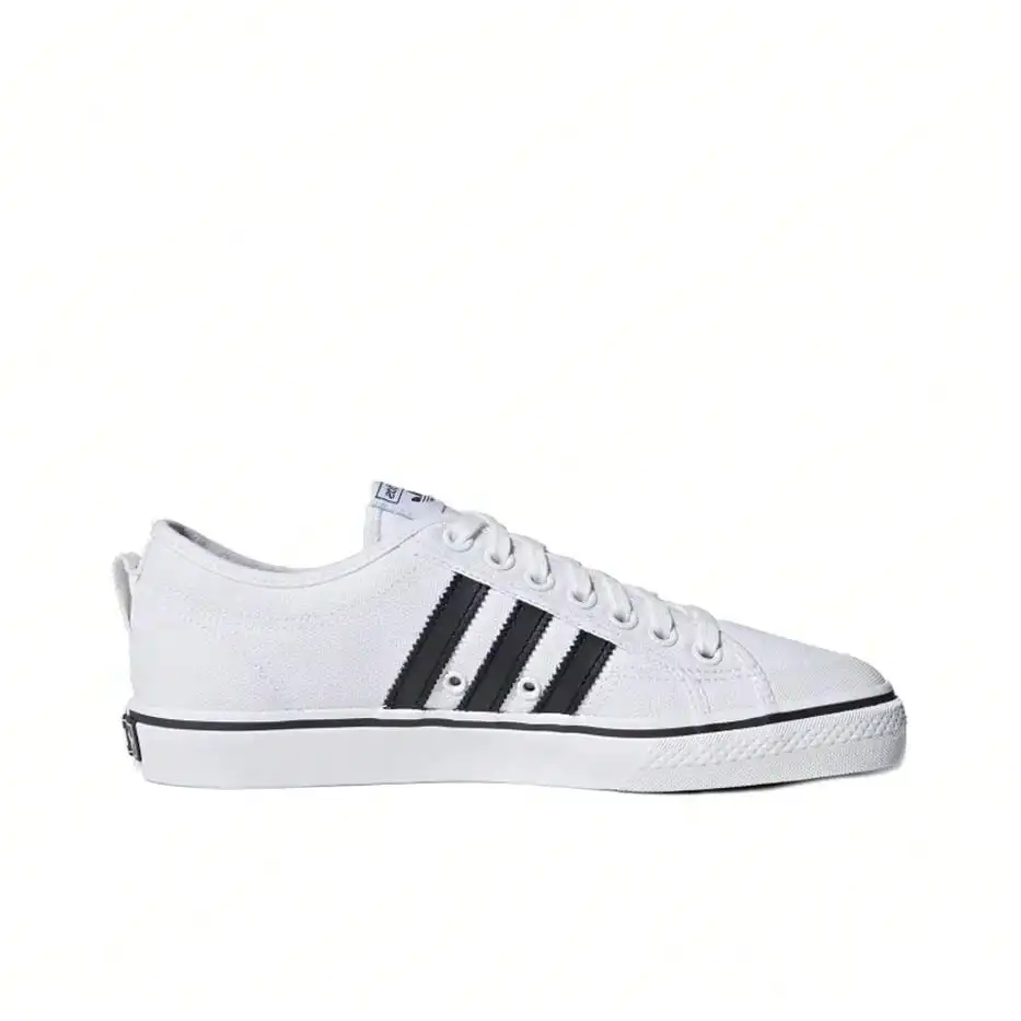 Adidas Originals Nizza Canvas Shoes, Wrap-Around Slip-Resistant Durable Lightweight Low-Top Sneakers, Unisex, White Color CQ2333