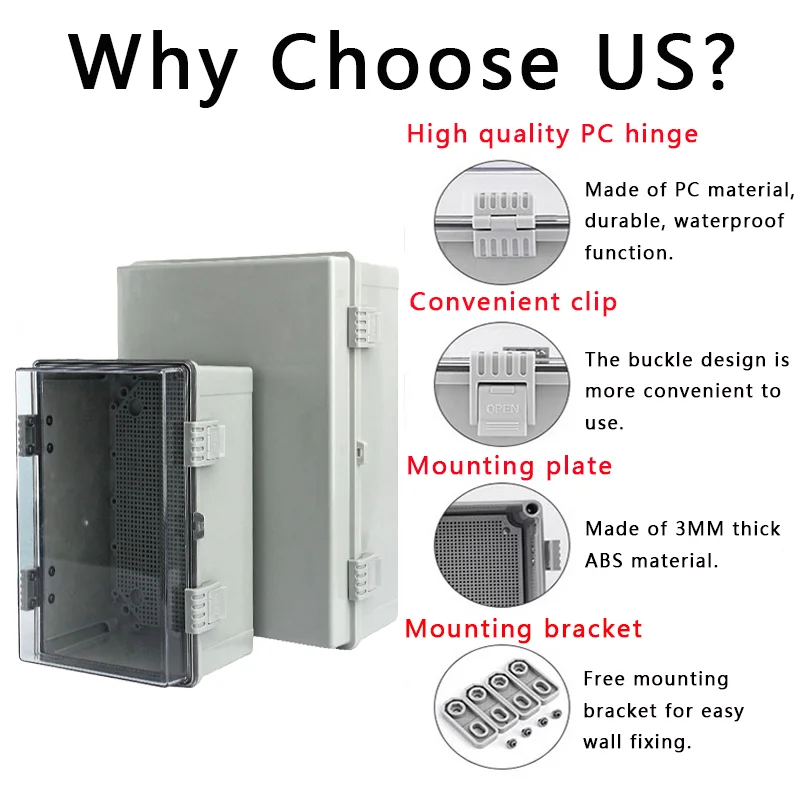 IP66 elektrische kunststof behuizing ABS stroomaansluitdoos buiten waterdichte verdeelkast voor elektrisch instrumentproject