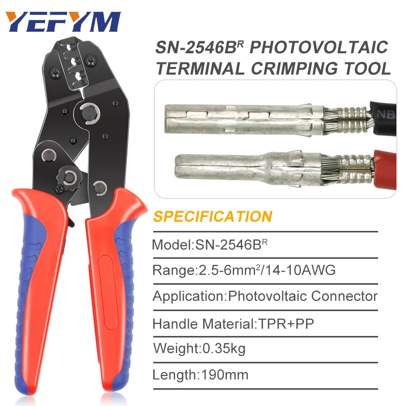 Photovoltaic Tool Set SN-2546B Crimping Pliers Kits Solar Tool Set with Crimper Stripper Cutter for MC2.5/4/6.0mm2 Connectors