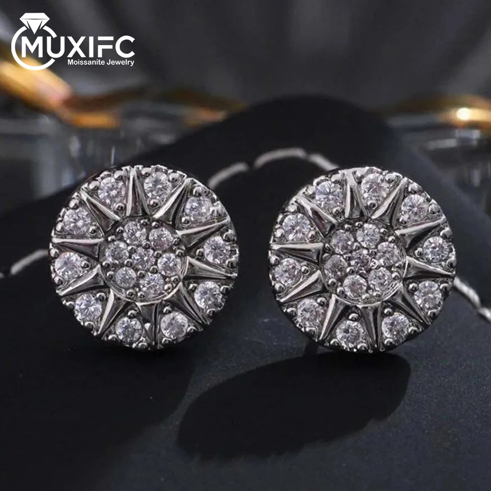 

MUXIFC Sparkling Moissanite Stud Earrings for Women Luxury Sunflower Ear Studs GRA Certified 925 Silver Earring Wedding Jewelry