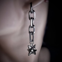 Dangle Spike Ball Flail Earring Dangly Gothic Chain Earring Spike Dangle Punk Statement Spike Charm Alternative Earrings