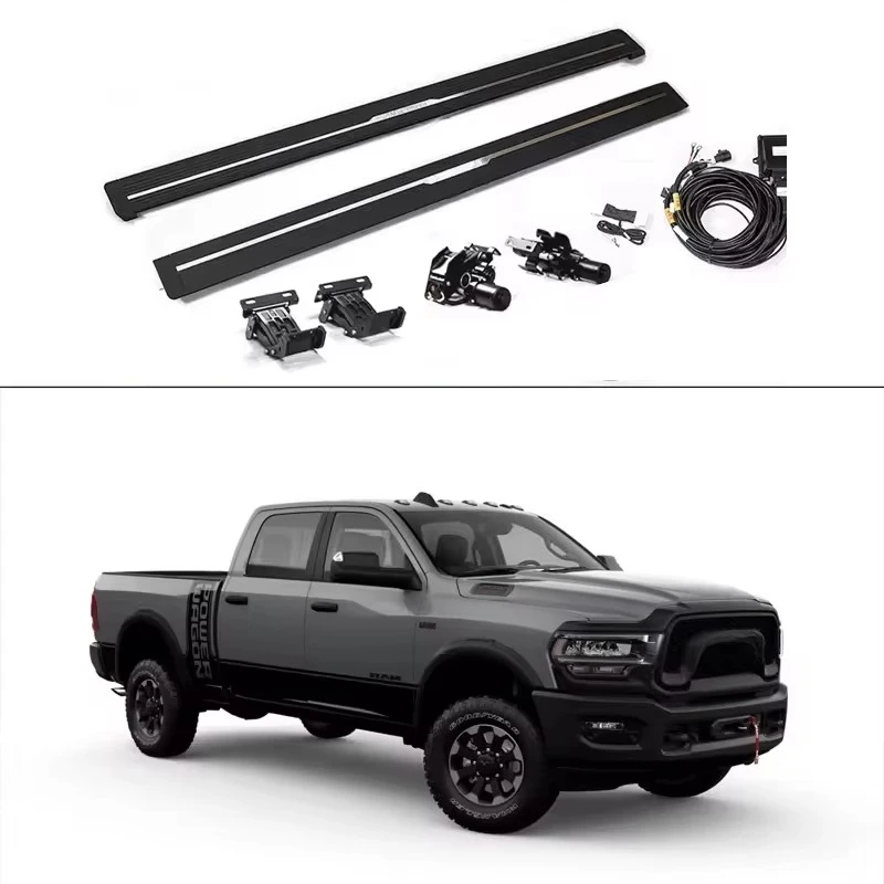 

Electric Motor Bracket Automatic Side Steps Deployable Running Board Foot Pedals for Ram 1500 Crew Cab (2019+)