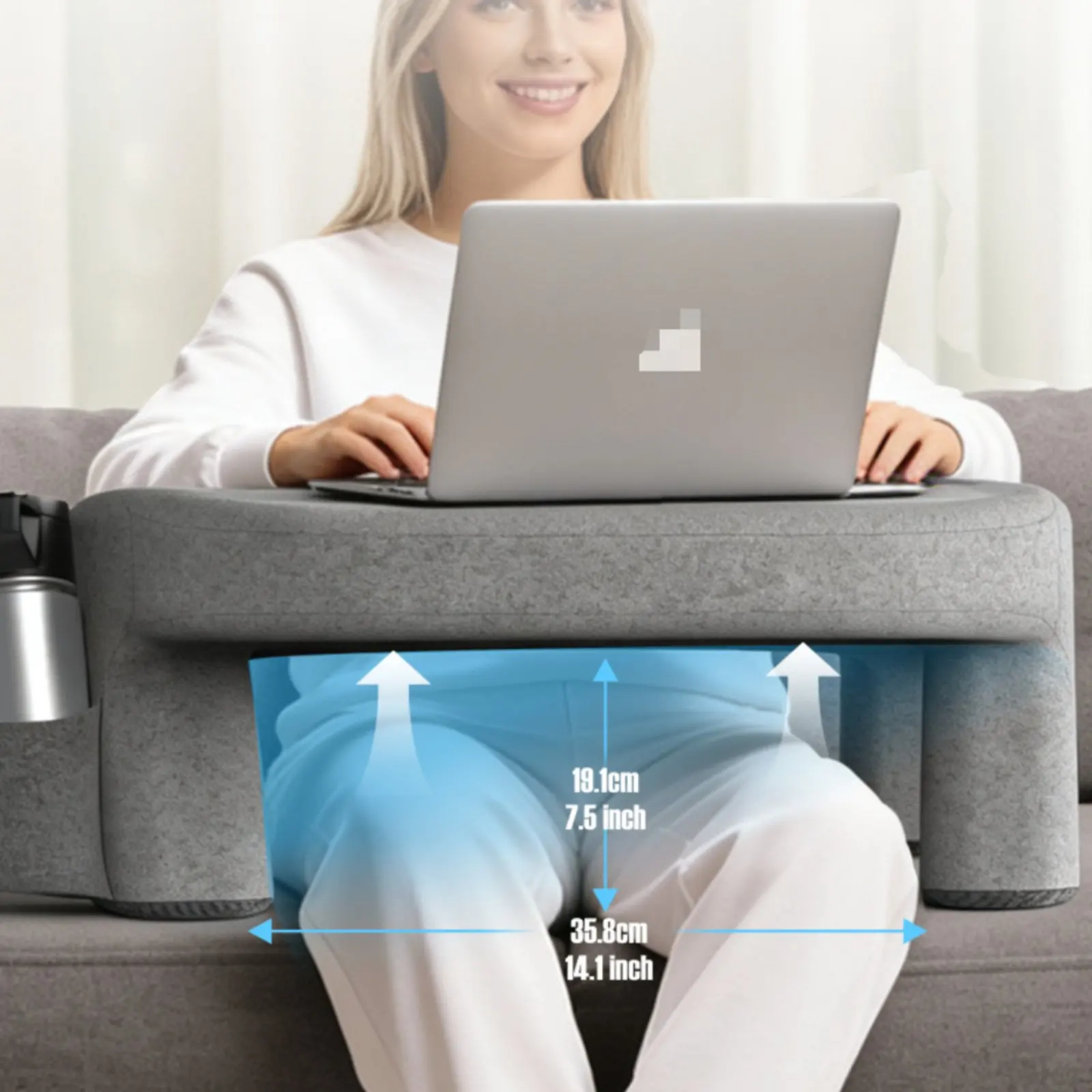 Lap Desk Pillow Large Leg Room Limb Rest Support Pillow Pressure-Relief Foam Lap Desk Soft Sweatshirt Material Cover Portable