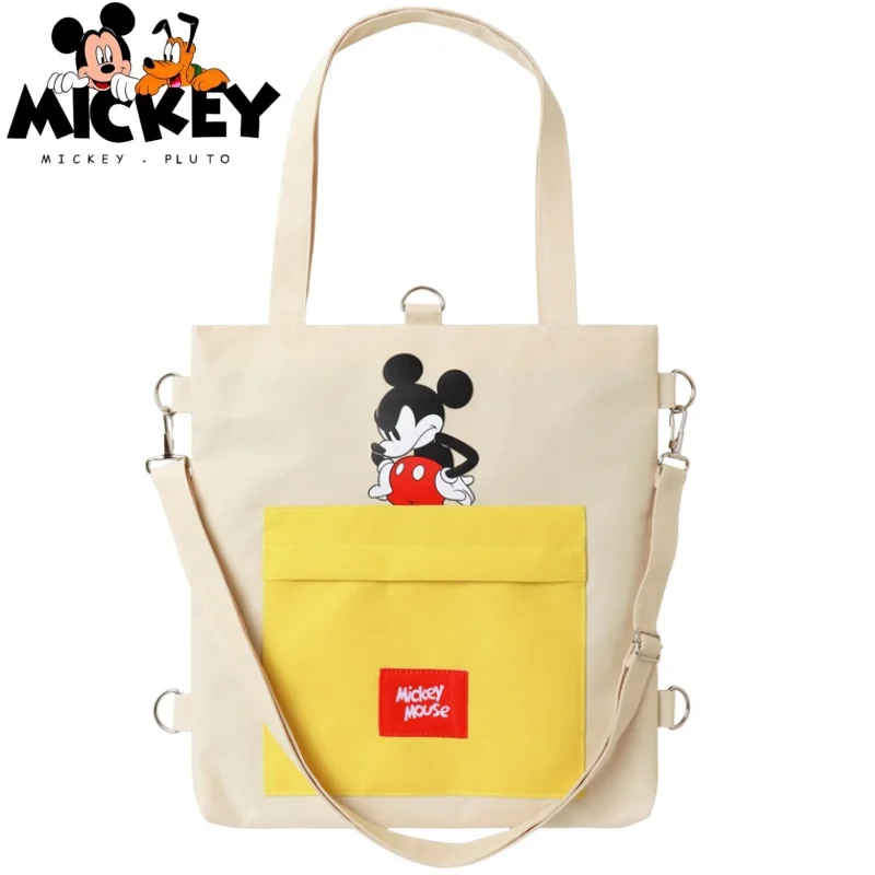 

Холщовая сумка на одно плечо с Микки Маусом, студенческая сумка для репетиторов с Микки Маусом и несколькими отделениями для хранения большой вместимости.