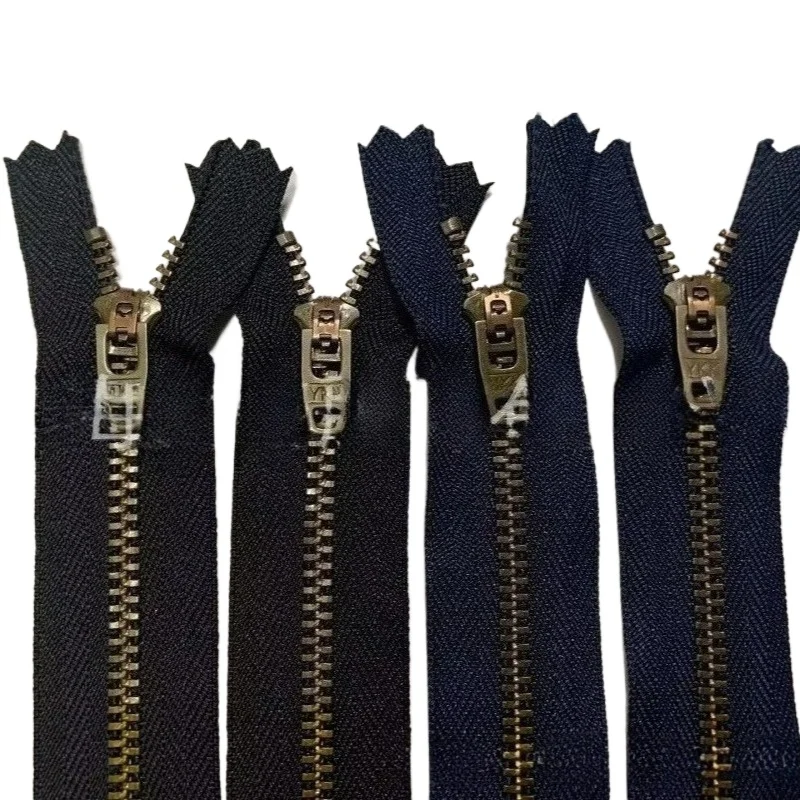 30pcs/Lot 3#  3YG/45 11-18cm  YKK Zipper Bronze Metal Jeans Zipper Metal Close End Black Dark Blue DIY Apparel Sewing Supplies