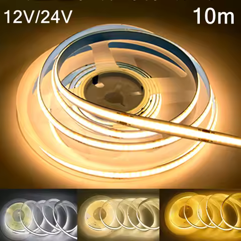 COB LED Strip Lights 12V 24V 10M 5M 3M 2M 1M 320LEDs/M High Density Flexible LED Tape 3000K 4000K 6000K Kitchen Room Decor 8mm