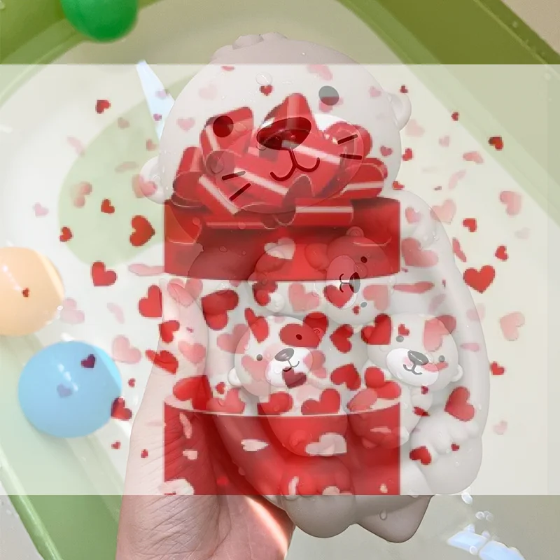 【BS】1세트 어린이 욕실 물에 뜨는 동물 세트 1개 대형 3개 소형 밀폐형 물놀이 장난감 아기 목욕 장난감