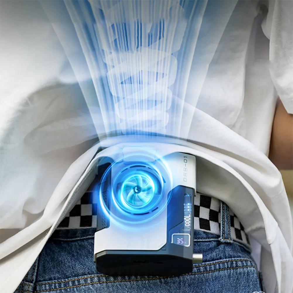 

Portable Waist Fan Rechargeable 5 Speeds Waist Hanger Fan LED Digital Display Outdoor Camping Fan As Power Bank for Outdoor Work