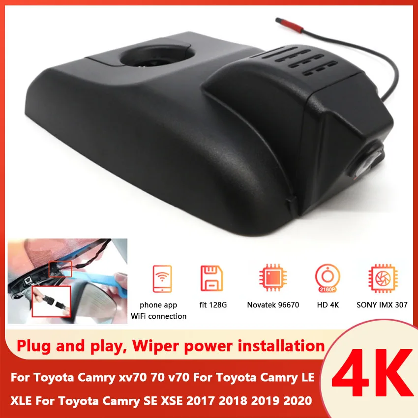 4K Car DVR Dash Cam For Toyota Camry xv70 70 v70 For Toyota Camry LE XLE For Toyota Camry SE XSE 2017 2018 2019 2020 Dashcam